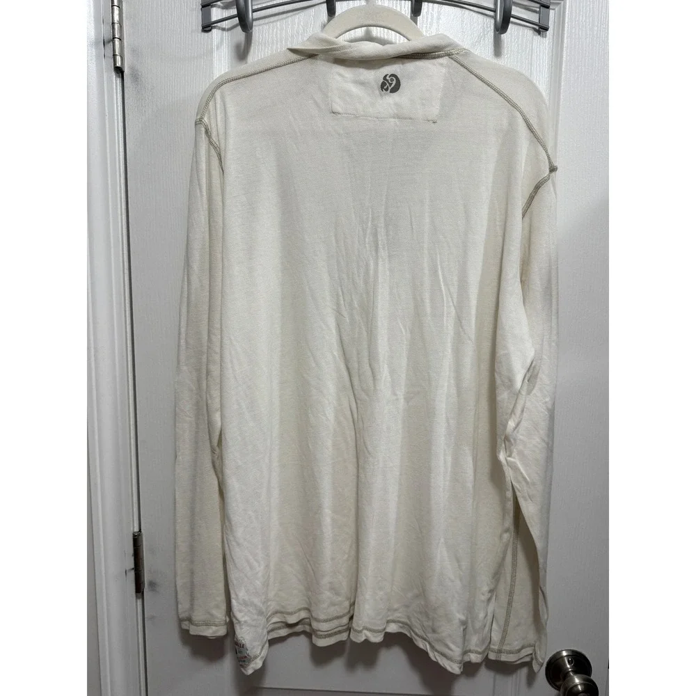 Margaritaville Mens XL Quarter Zip Pullover Off White Cotton Contrast Stitching